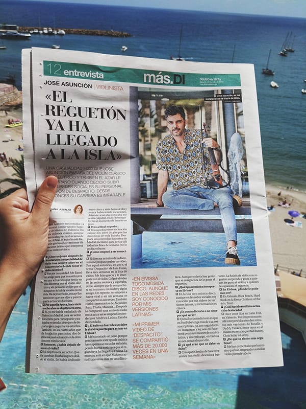 Medios Jose Asunción | Violinista eléctrico. Eventos y Bodas. Música en directo y Animación de fiestas. Actuaciones en territorio nacional e internacional. Residente en Ibiza Jose Asunción en el periodico de Diario de Ibiza
